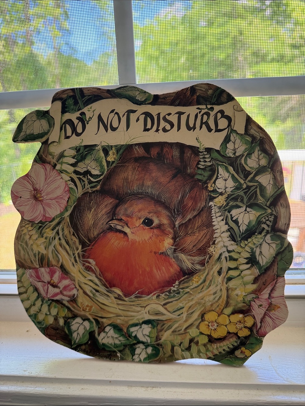 diane voyentzie Do Not Disturb Decorative Bird Nest wall Sign